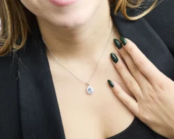 Collana argento con cubic zirconia e zircone acquamarina Sovrani