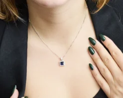 Collana argento con cubic zirconia e zirconi zaffiro Sovrani