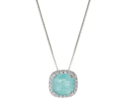 Collana argento con cubic zirconia e pietra idrotermale verde acqua Sovrani
