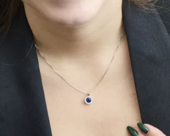 Collana argento con cubic zirconia e zirconi zaffiro Sovrani