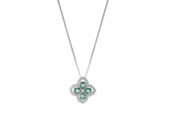 Collana argento con fiore zirconi smeraldo Sovrani