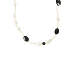 Collana argento con perla barocca e agata nera Selezione zanolli