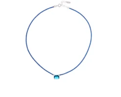 Collana argento con zirconi blu e centrale azzurro Selezione zanolli