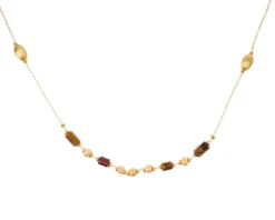 Collana argento dorato con chicco satinato, occhio di tigre e ceramica Selezione zanolli