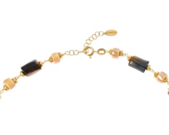 Collana argento dorato con chicco satinato, occhio di tigre e ceramica Selezione zanolli