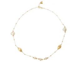 Collana argento dorato con chicco satinato e perla Selezione zanolli