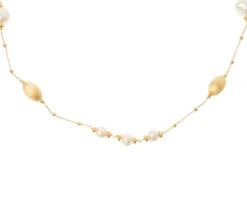 Collana argento dorato con chicco satinato e perla Selezione zanolli