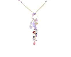Collana argento dorato con ciuffetto di pietre viola e rosa Selezione zanolli