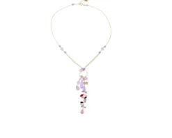 Collana argento dorato con ciuffetto di pietre viola e rosa Selezione zanolli