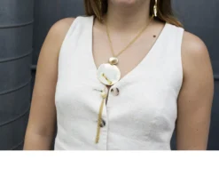 Collana argento dorato con doppio tondo e cubo Selezione zanolli