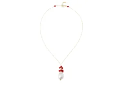 Collana argento dorato con perla barocca e resina corallo Selezione zanolli