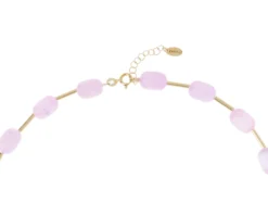 Collana argento dorato con selenite lilla e cilindri Selezione zanolli