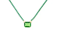 Collana argento dorato con zirconi verdi e centrale verde Selezione zanolli