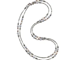 Collana argento rosè con labradorite perla e acquamarina Luisa della salda