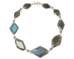 Collana argento rosè con labradorite e acquamarina Luisa della salda