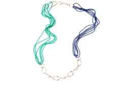 Collana argento rosè con lapis, malachite e perle Luisa della salda