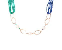 Collana argento rosè con lapis, malachite e perle Luisa della salda