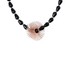 Collana argento rosè e agata nera Luisa della salda
