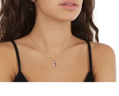 Collana argento rosè tondo croce con zirconi neri Selezione zanolli