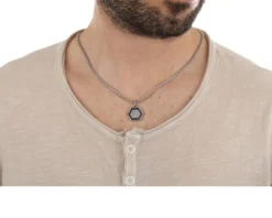 Collana class acciaio con pendente esagono e zircone Nomination