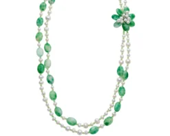 Collana fiore con agata, perle, amazzonite Ottaviani