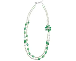 Collana fiore con agata, perle, amazzonite Ottaviani
