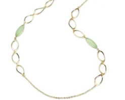 Collana floralie ottone finitura oro con occhio di gatto verde Sovrani