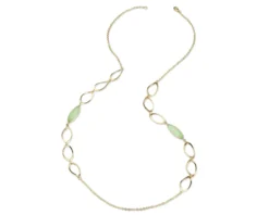 Collana floralie ottone finitura oro con occhio di gatto verde Sovrani