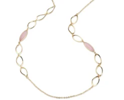 Collana lise ottone finitura oro con occhio di gatto rosa Sovrani