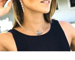 Collana luce argento con cubic zirconia e zirconi acquamarina Sovrani