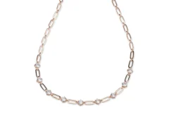 Collana luce argento rosè con ovali alternati a cubic zirconia Sovrani