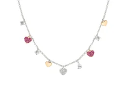 Collana lucentissima argento con charms cuori e zirconi Nomination