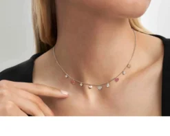 Collana lucentissima argento con charms cuori e zirconi Nomination