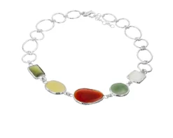 Collana mediterranea argento con labradorite, giada miele, corniola, avventurina e madreperla Selezione zanolli