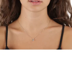 Collana oro 750‰ con acquamarina goccia e diamanti Selezione zanolli