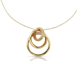 Collana oro 9 kt con cerchi lucidi e zigrinati Unoaerre