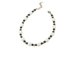Collana ottone finitura dorata con agata nera e quarzo bianco Sovrani