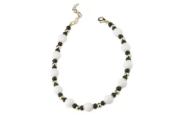 Collana ottone finitura dorata con agata nera e quarzo bianco Sovrani