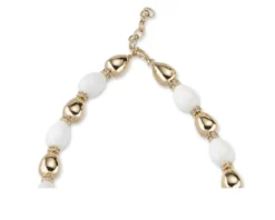 Collana ottone finitura oro agata bianca e zirconi Sovrani