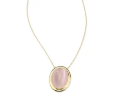 Collana ottone finitura oro con occhio di gatto rosa Sovrani