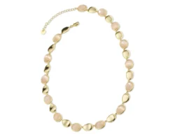 Collana ottone finitura oro con occhio di gatto rosa Sovrani