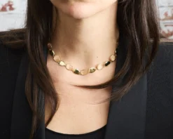 Collana ottone finitura oro con occhio di gatto rosa Sovrani