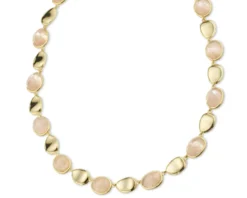 Collana ottone finitura oro con occhio di gatto rosa Sovrani