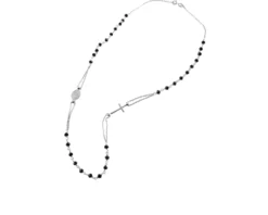 Collana rosario argento con agata nera e croce Selezione zanolli