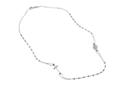 Collana rosario argento con palline lucide e croce Selezione zanolli