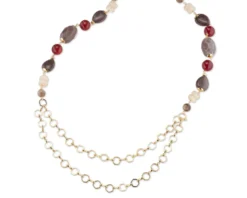 Collana severine ottone finitura dorata con agata, avventurina e agata ruby Sovrani