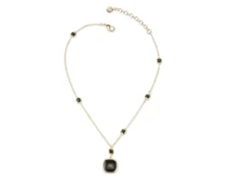 Collana yvette ottone finitura oro con cristalli neri e occhio di gatto nero Sovrani