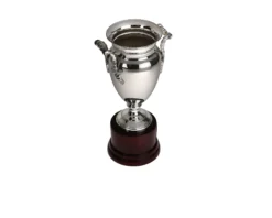 Coppa argento con maniglie e base in legno Selezione zanolli