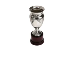 Coppa argento con maniglie e base in legno Selezione zanolli