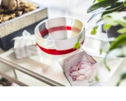 Coppa mignon vetro di murano grigio avorio rosso Carlo moretti